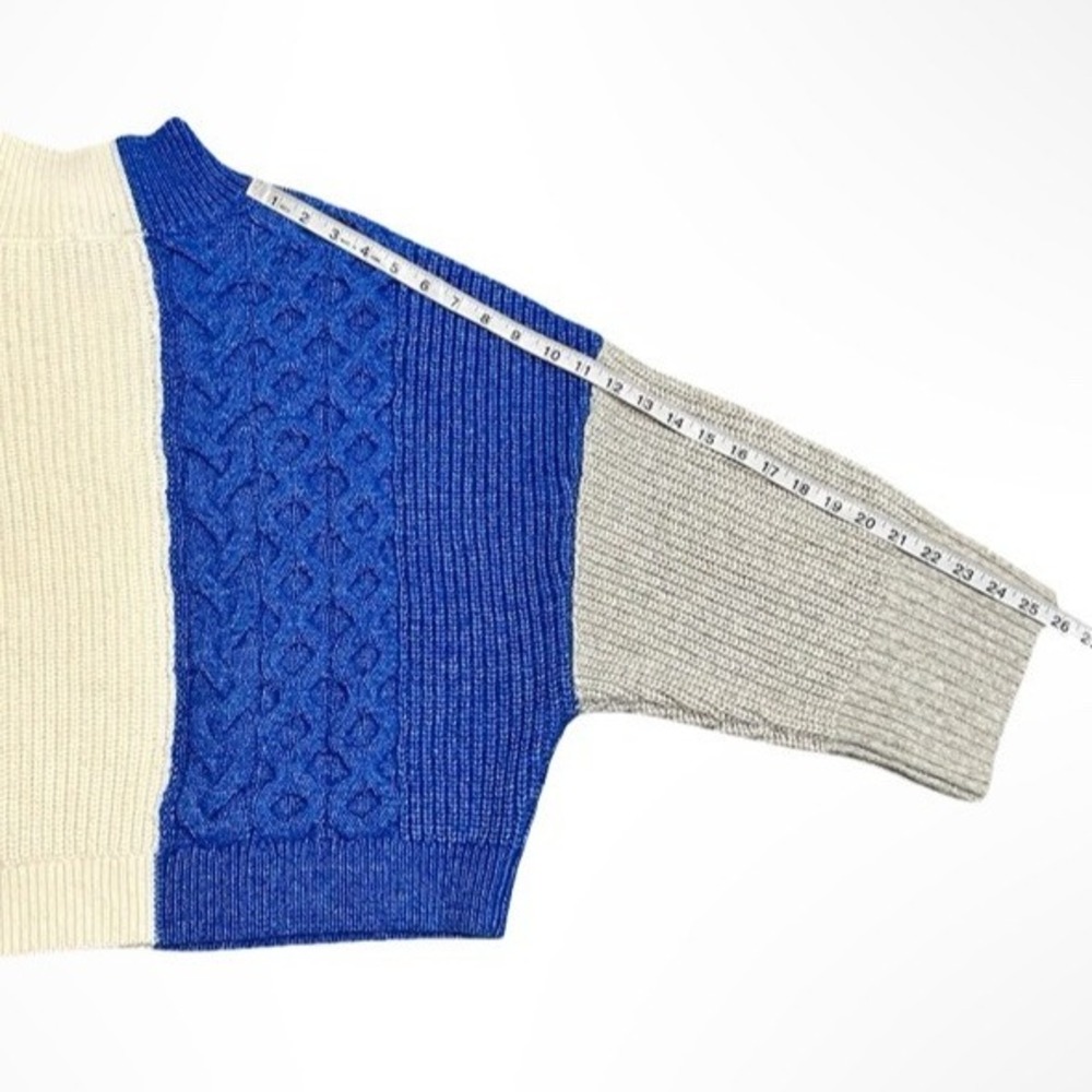 Express Colorblock Mock Neck Cable Knit Sweater C… - image 6